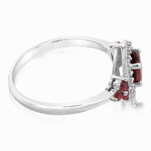 Load image into Gallery viewer, Sterling Silver Rhodium Plated Red Stone White Cubic Zirconia Ring