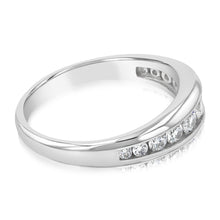 Load image into Gallery viewer, Sterling Silver Rhodium Plated Curbic Zirconia Channel Ring