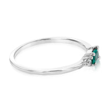 Load image into Gallery viewer, Sterling Silver Rhodium Plated Oval Created Emerald And White CZ Emerald Ring