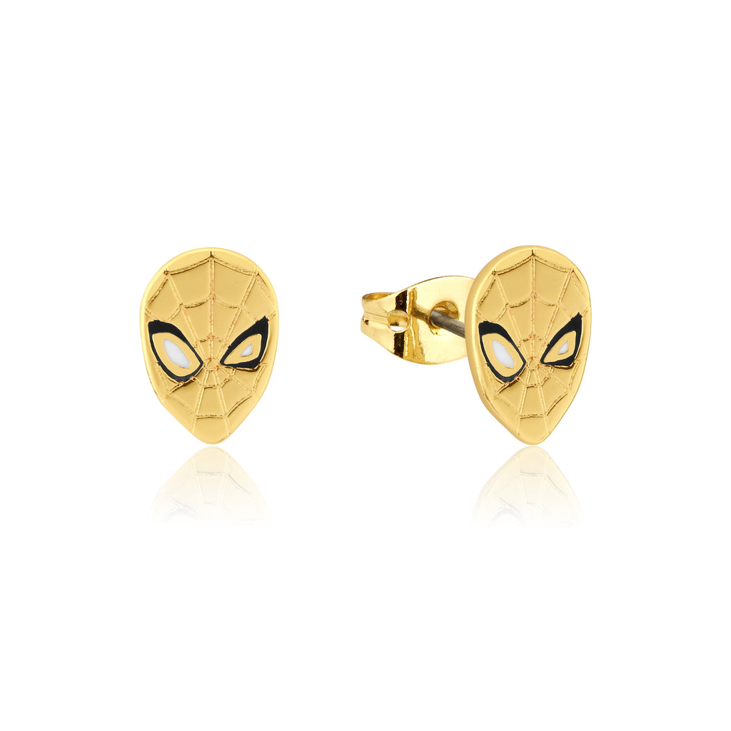 Disney Sterling Silver 14ct Gold Plated Spider Man Stud Earrings