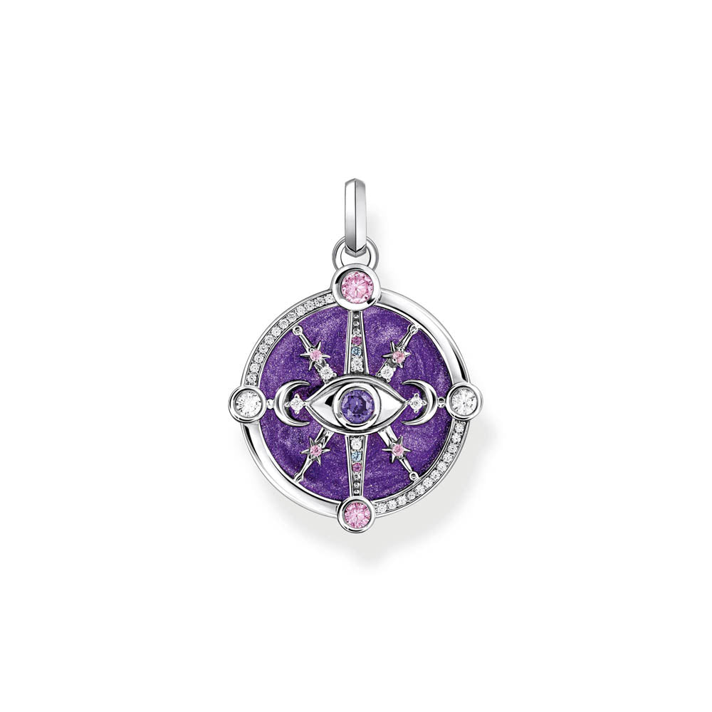 Thomas Sabo Sterling Silver Cosmic Amulet Purple CZ Eye Pendant