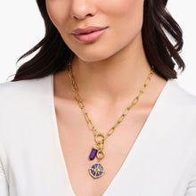 Load image into Gallery viewer, Thomas Sabo Gold Plated Sterling Silver Cosmic Synthetic Amethyst Crystal Pendant