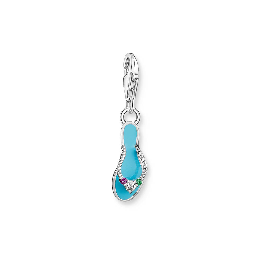 Thomas Sabo Sterling Silver Charmista Turquoise Flip Flop CZ Charm