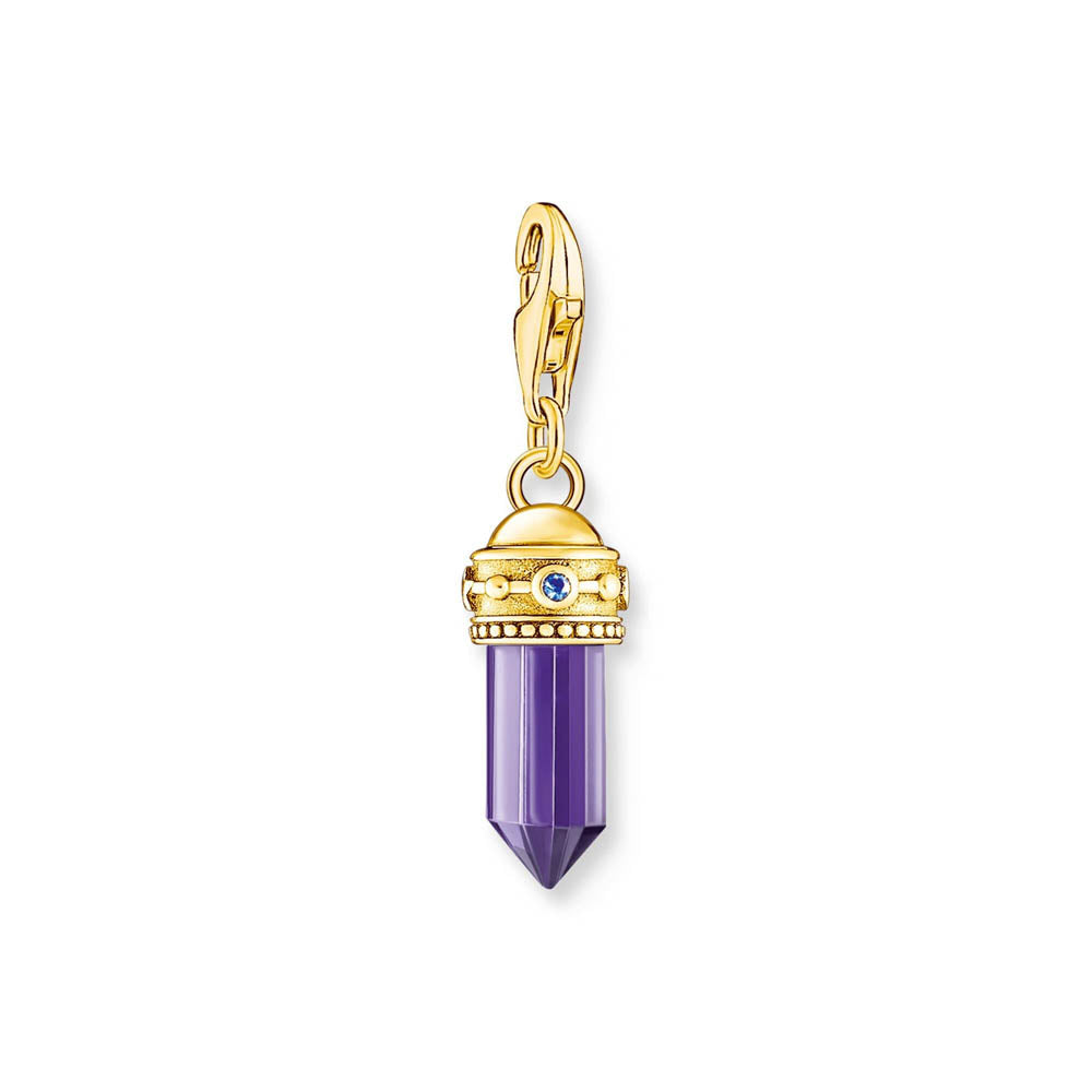 Thomas Sabo Gold Plated Sterling Silver Charmista Purple Crystal CZ Charm