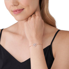 Load image into Gallery viewer, Michael Kors 14ct Rose Gold Plated Sterling Silver Tapered Baguette CZ Heart Bracelet