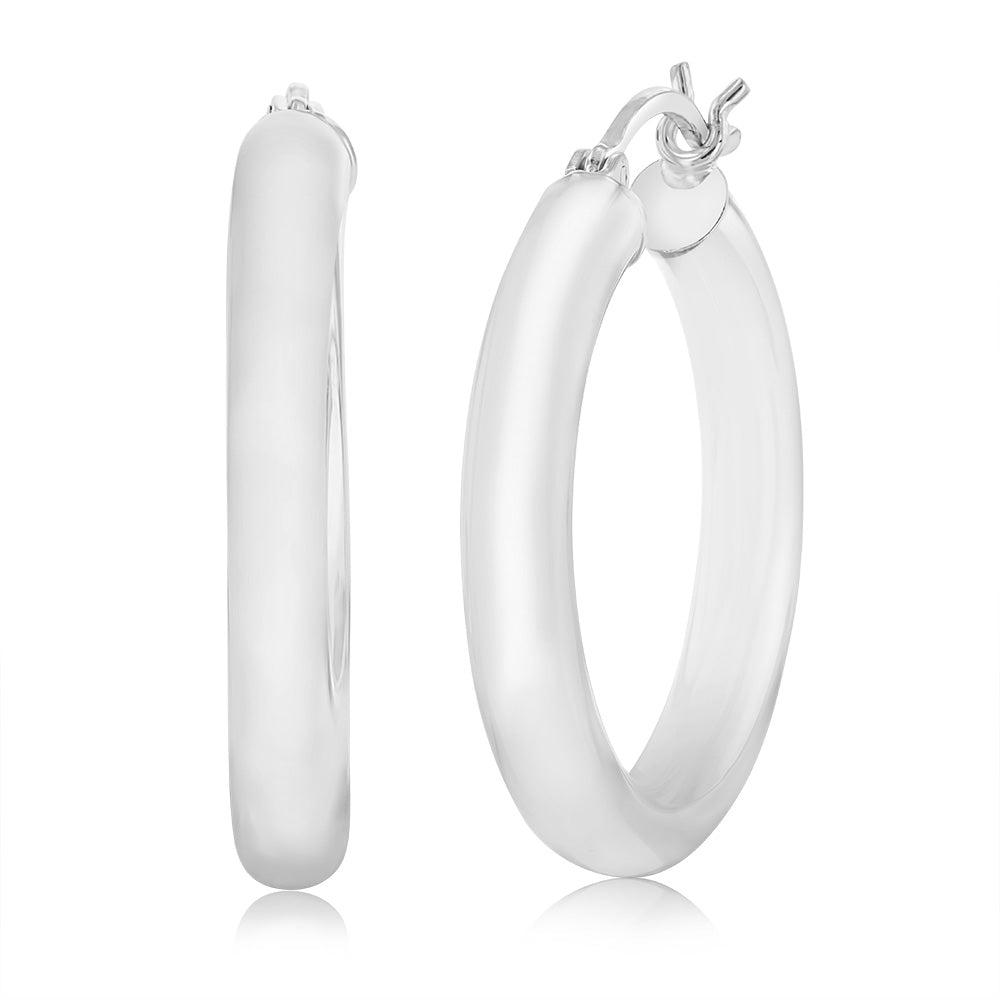 Sterling Silver Plain 20mm Hoop Earrings