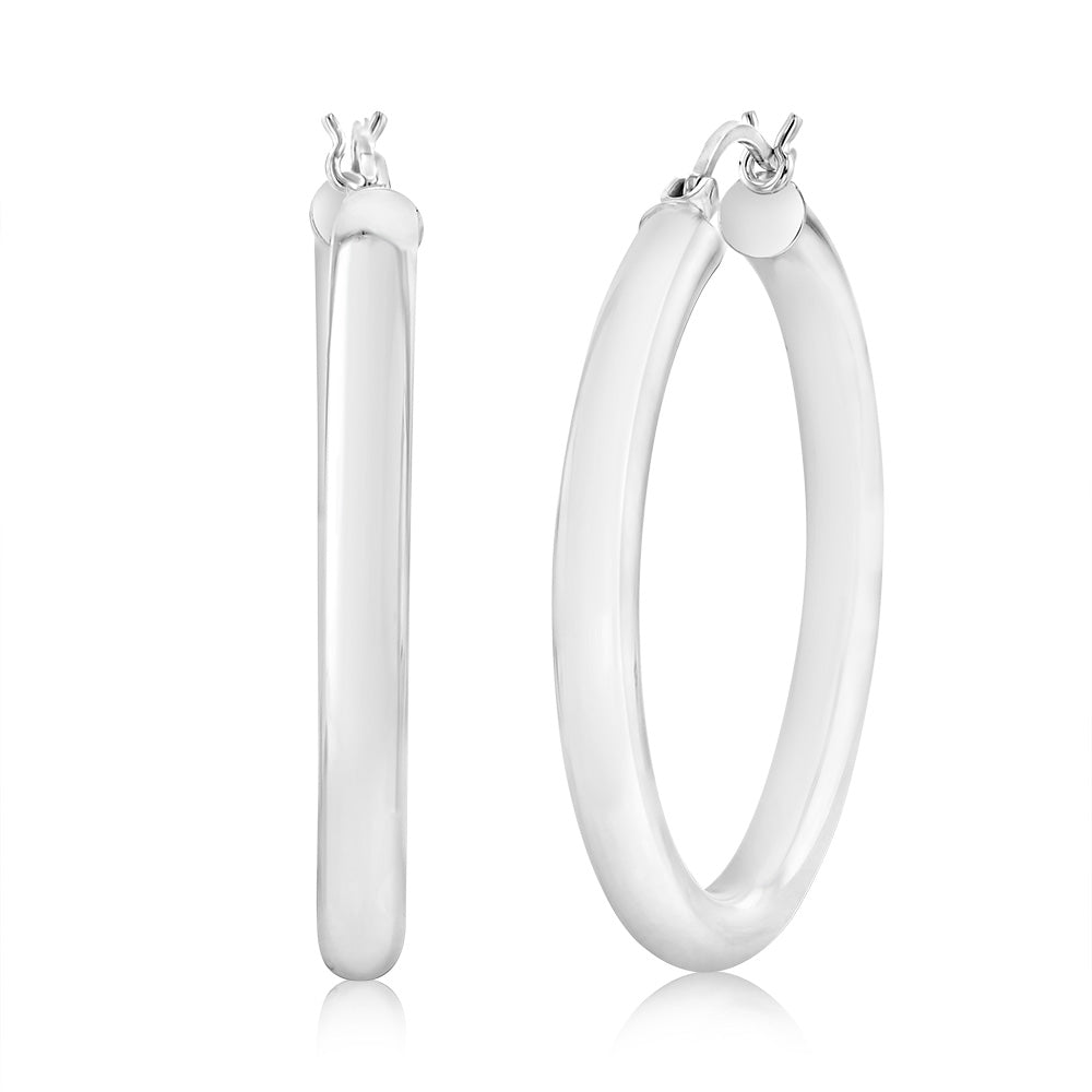 Sterling Silver Plain 30mm Hoop Earring