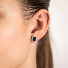 Load image into Gallery viewer, Sterling Silver Blue &amp; White Zirconia Stud Earrings