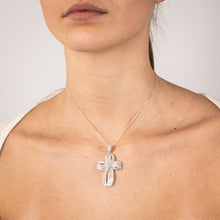 Load image into Gallery viewer, Sterling Silver Zirconia Fancy Cross Pendant