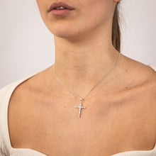 Load image into Gallery viewer, Sterling Silver Zirconia Fancy Cross Pendant