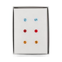 Load image into Gallery viewer, Sterling Silver Red Yellow And Blue 5mm Cry Product Titlestal Stud Earrings