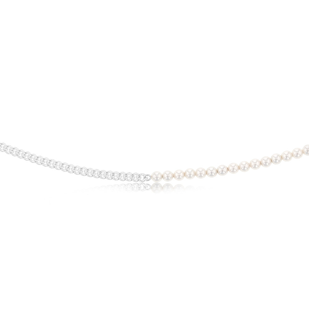 Sterling Silver Simulated Pearls 45cm Chain