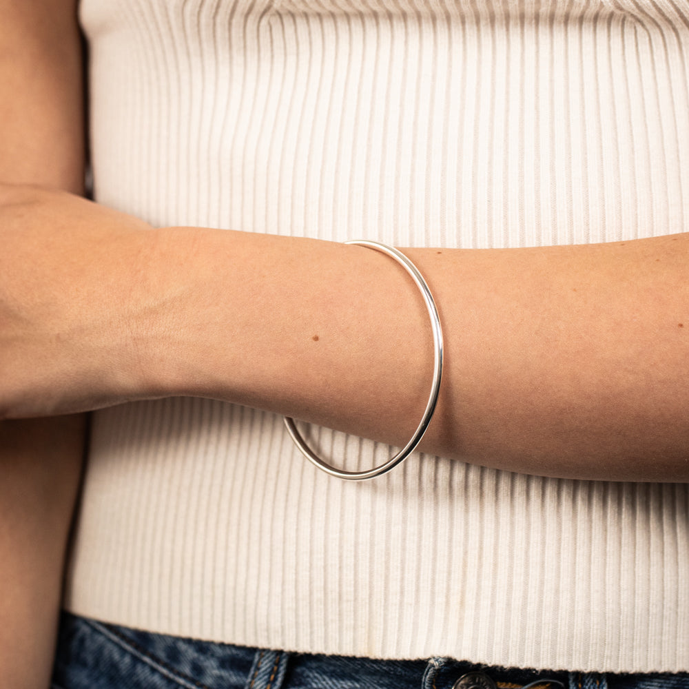 Sterling Silver Plain 3mm Rounded 70mm Bangle