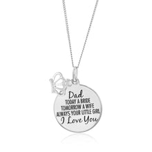 Load image into Gallery viewer, Sterling Silver Round Engraved Dad Litle Girl Pendant