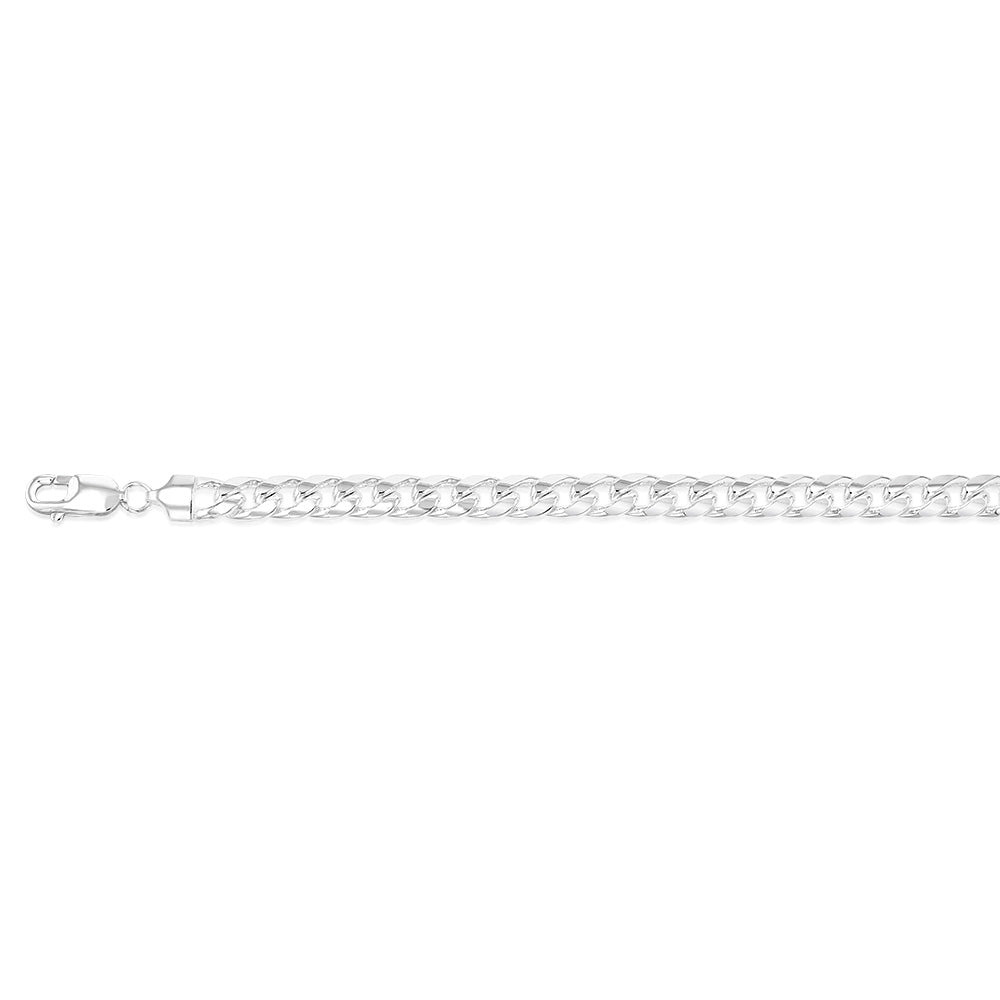 Sterling Silver Curb Beveled 23cm Bracelet