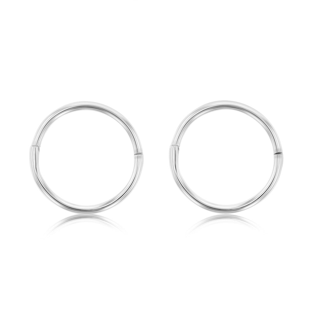 Sterling Silver Plain 12mm Sleeper Earrings