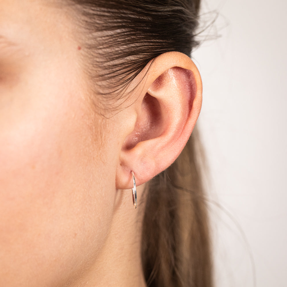 Sterling Silver Plain 14mm Sleeper Earrings