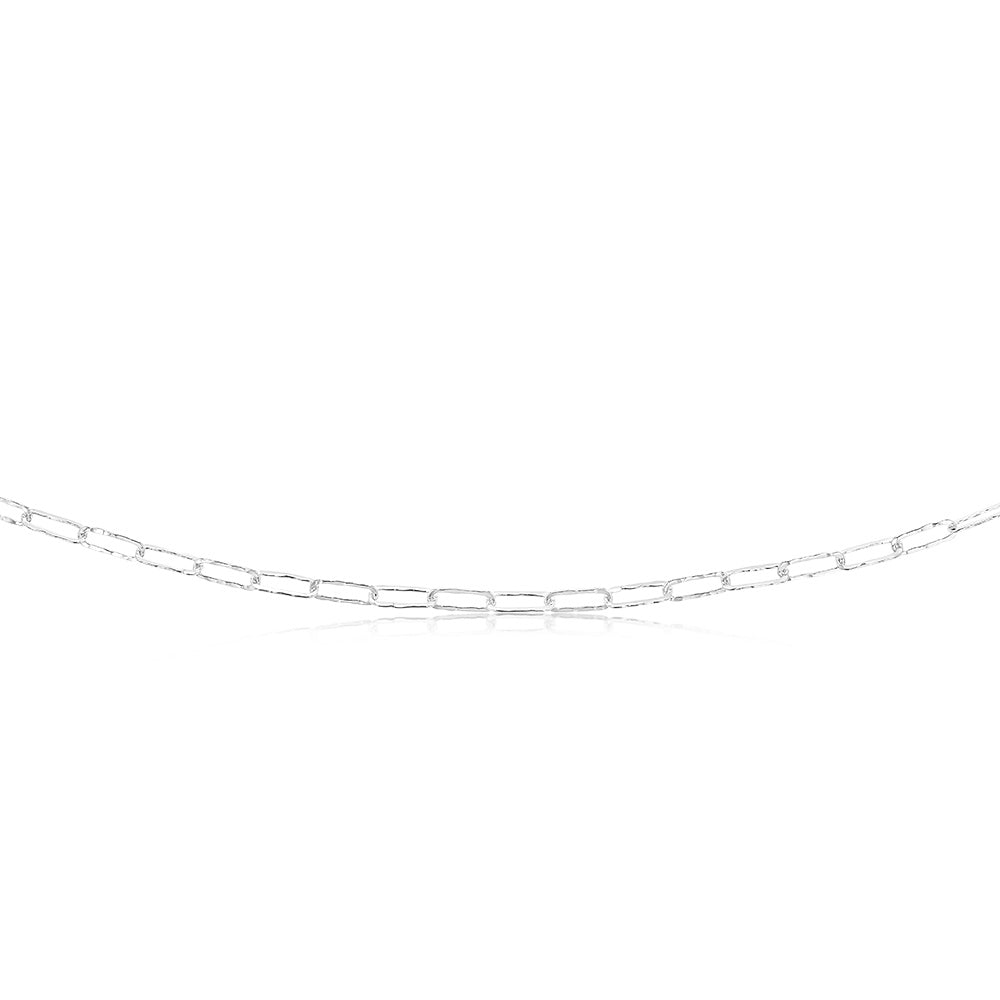 Sterling Silver Textured Paperclip 60 Gauge 45cm Chain