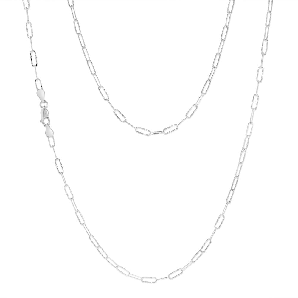 Sterling Silver Textured Paperclip 60 Gauge 60cm Chain