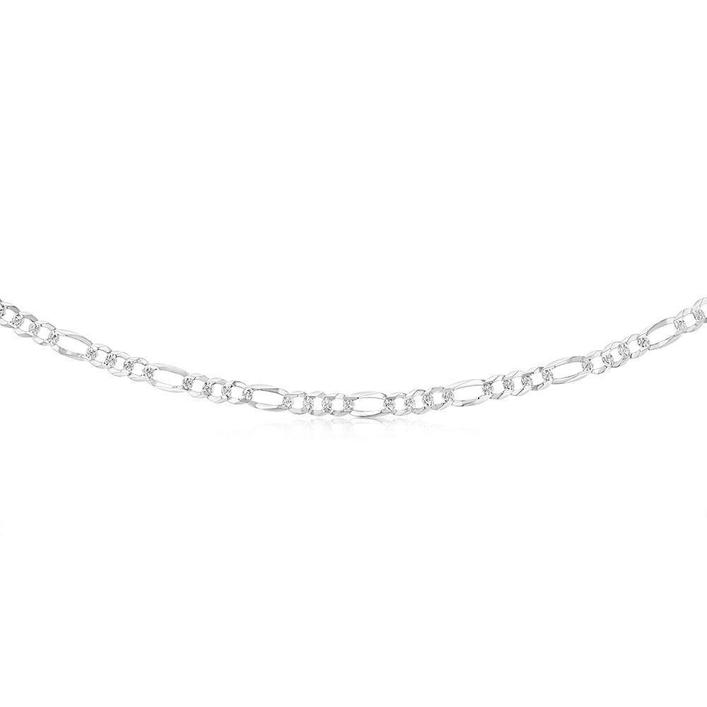 Sterling Silver Beveled Fancy 1:3 Figaro 160 Gauge 45cm Chain