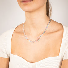 Load image into Gallery viewer, Sterling Silver Beveled Fancy 1:3 Figaro 160 Gauge 45cm Chain