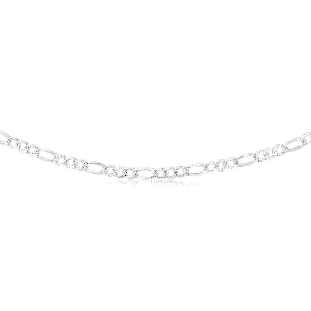 Sterling Silver Beveled Fancy 1:3 Figaro 140 Gauge 50cm Chain