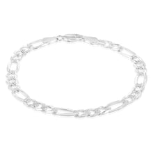 Load image into Gallery viewer, Sterling Silver Beveled Fancy 1:3 Figaro 140 Gauge 19cm Bracelet