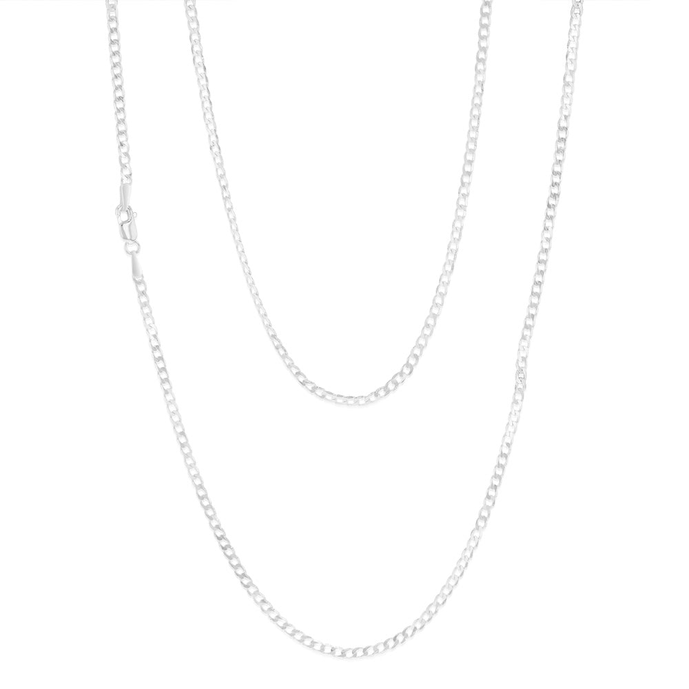 Sterling Silver Beveled 60 Gauge Curb 55cm Chain