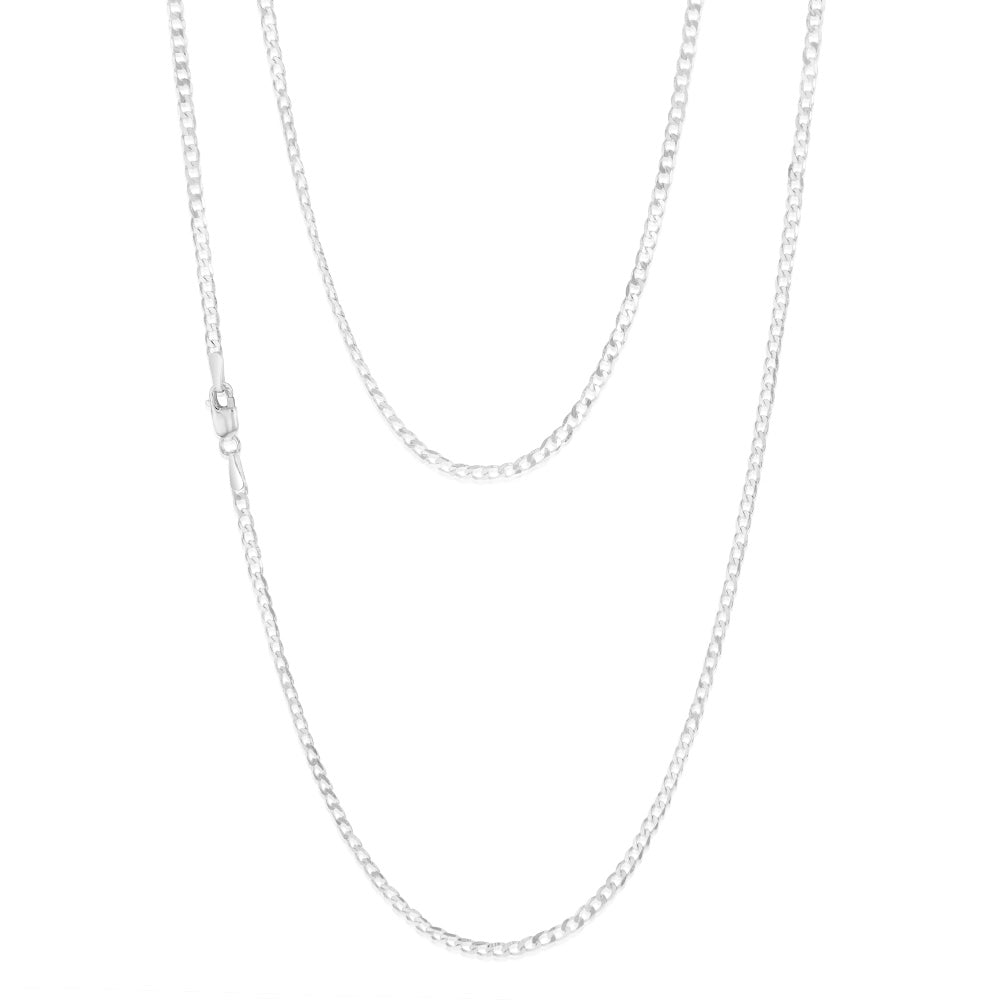 Sterling Silver Beveled 60 Gauge Curb 55cm Chain