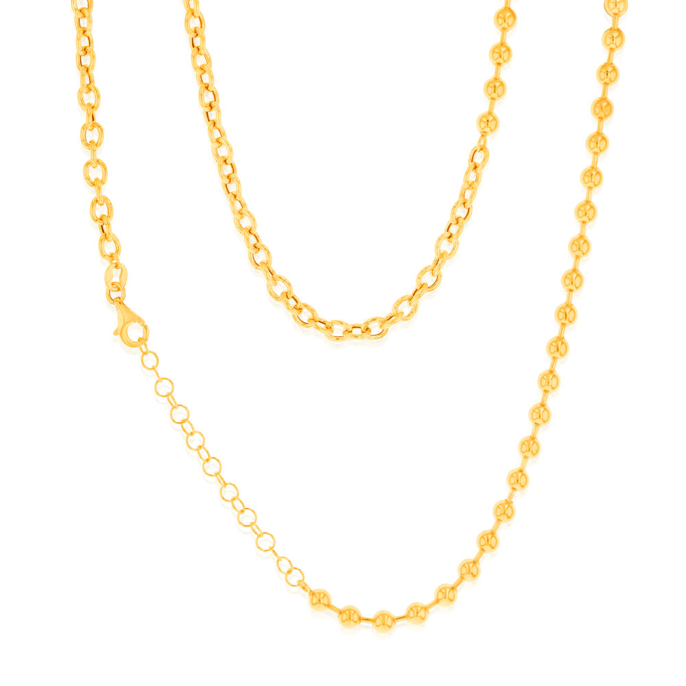 Sterling Silver Gold Plated 45cm Ball Chain