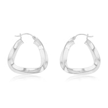 Load image into Gallery viewer, Sterling Silver Twisted Polished Triangle Hoop Earrings