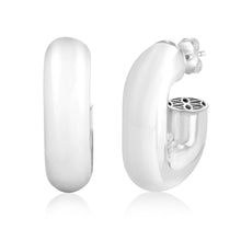 Load image into Gallery viewer, Sterling Silver Polished Oval 3/4th Hoop Earrings