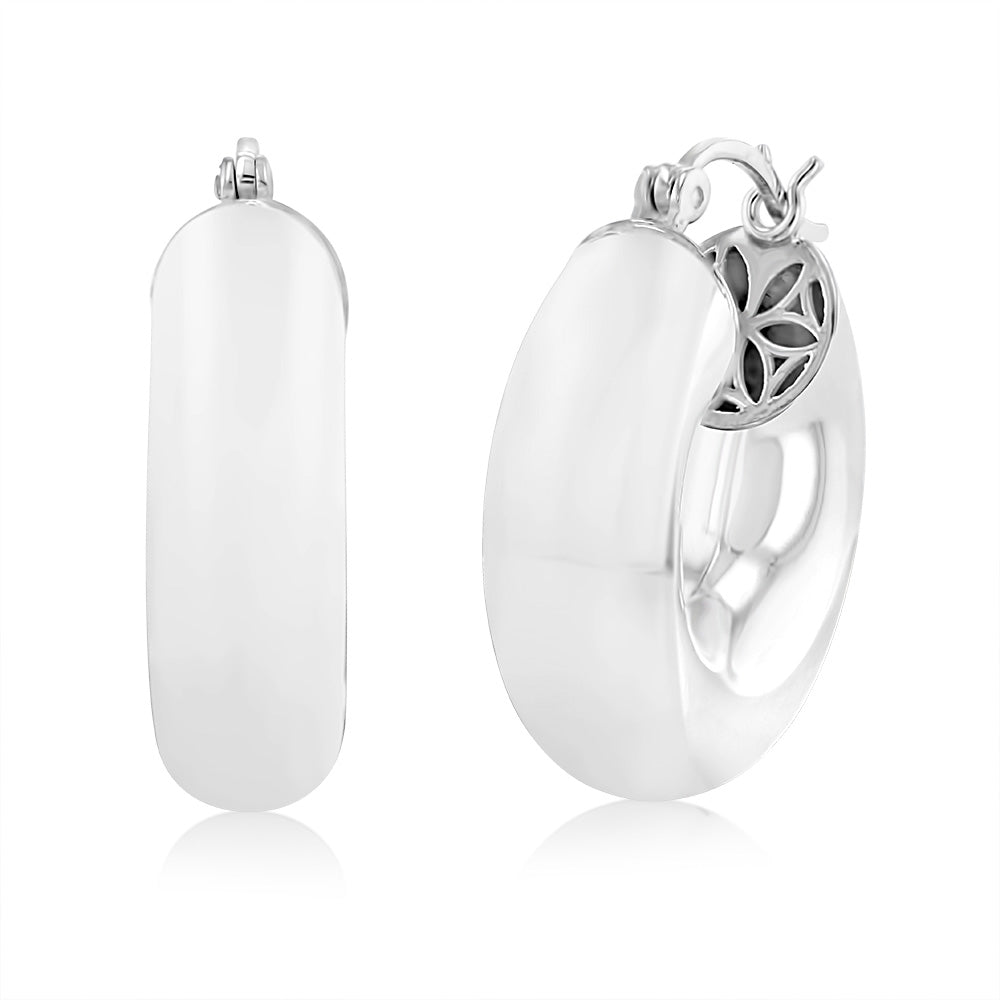 Sterling Silver Polished Round Hoop Earrings