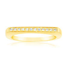 Load image into Gallery viewer, Sterling Silver Gold Plated Fancy Zirconia Channel Ring