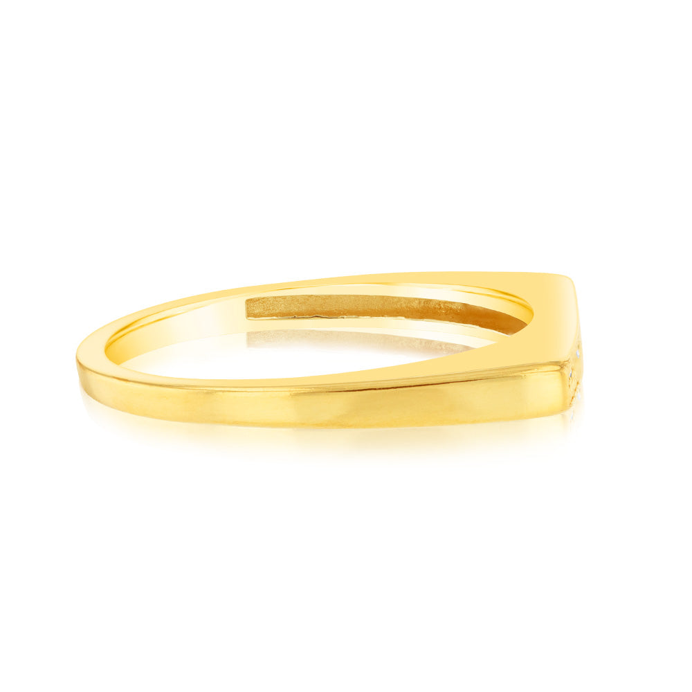 Sterling Silver Gold Plated Fancy Zirconia Channel Ring