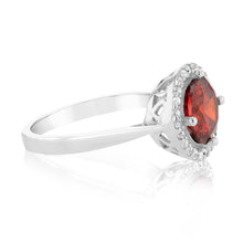Load image into Gallery viewer, Sterling Silver Fancy White And Garnet Zirconia  Ring