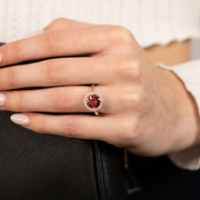 Load image into Gallery viewer, Sterling Silver Fancy White And Garnet Zirconia  Ring