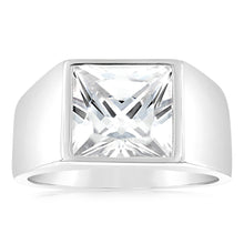 Load image into Gallery viewer, Sterling Silver Square White Zirconia Gents Ring