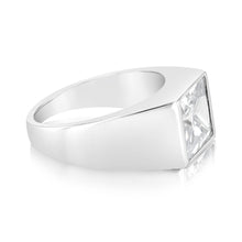 Load image into Gallery viewer, Sterling Silver Square White Zirconia Gents Ring