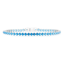 Load image into Gallery viewer, Sterling Silver Ink Blue Zirconia 19cm Tennis Bracelet