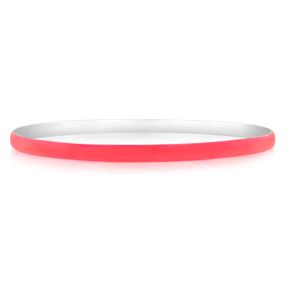 Sterling Silver Fluorescent Pink Bangle