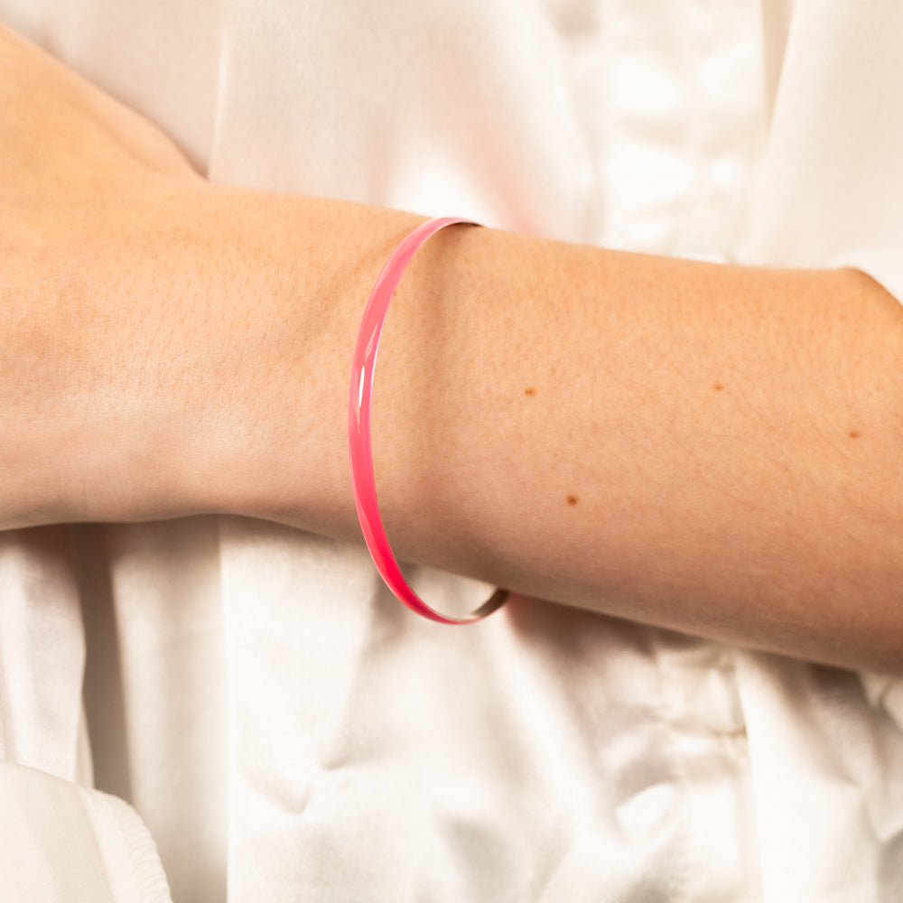 Sterling Silver Fluorescent Pink Bangle