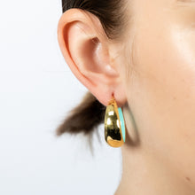 Load image into Gallery viewer, Sterling Silver Gold Plated Aqua Enamel Inside 22mm Hoop Earrings