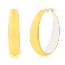 Load image into Gallery viewer, Sterling Silver Gold Plated White Enamel Inside 40mm Hoop Earrings