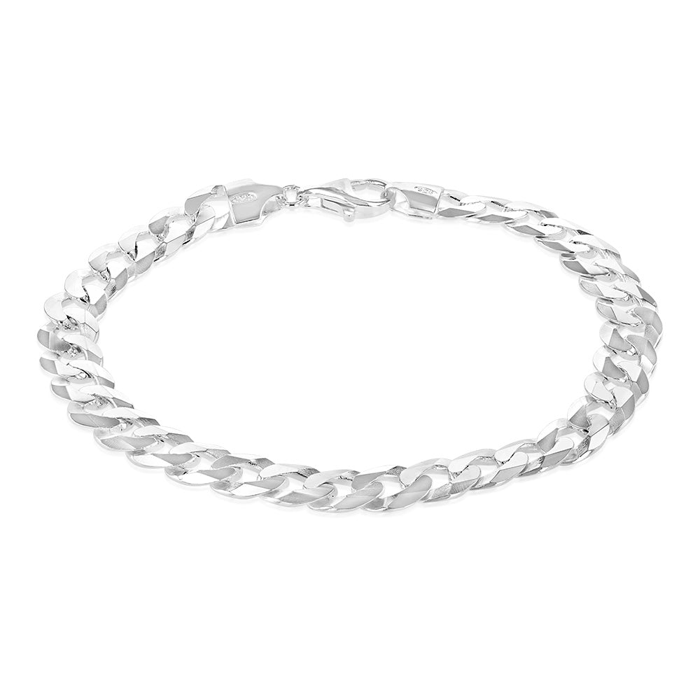 Sterling Silver Beveled Curb 21cm Bracelet