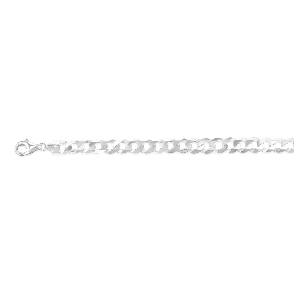 Sterling Silver Beveled Curb 21cm Bracelet