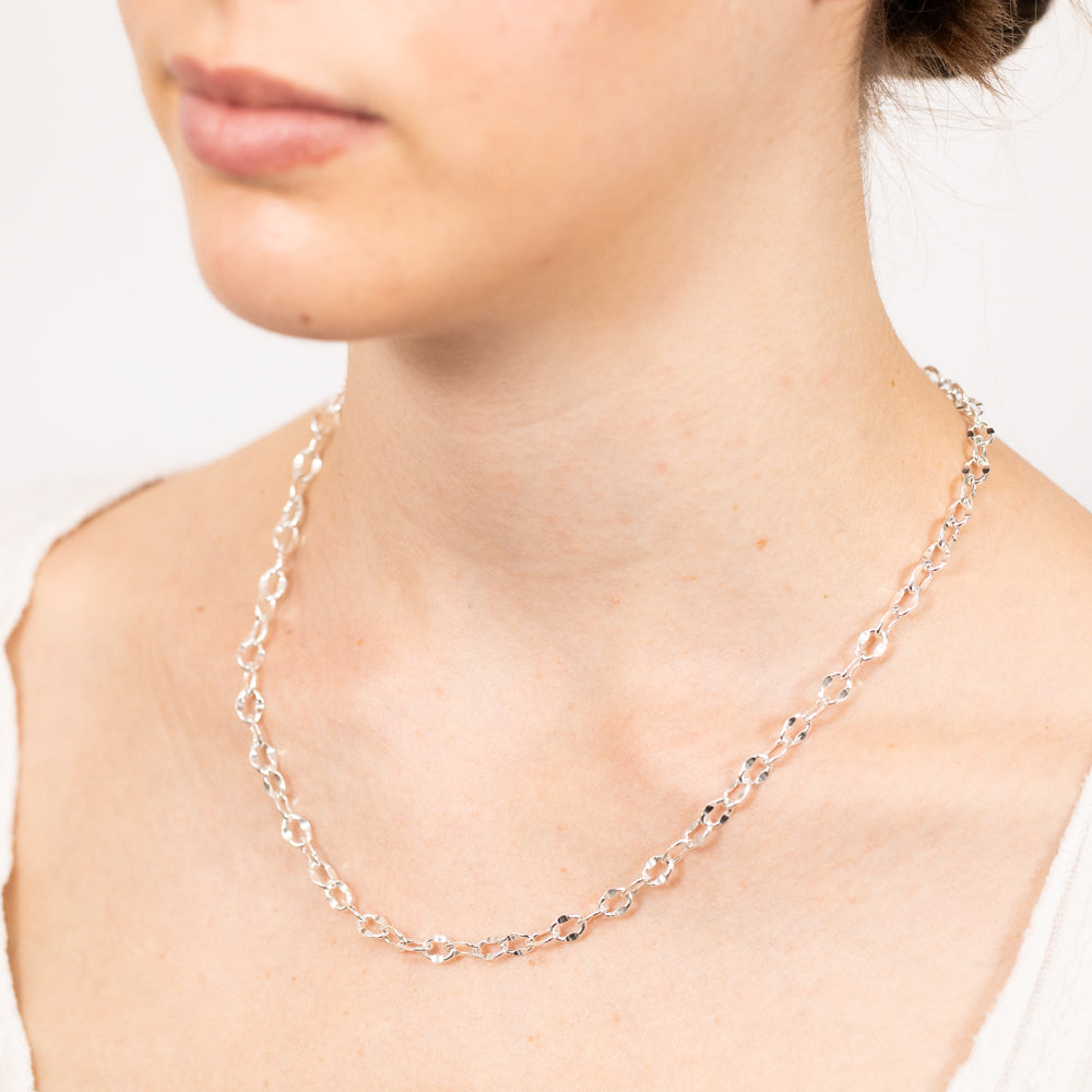 Sterling Silver Fancy Diamond Cut 45cm Chain