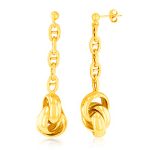 Load image into Gallery viewer, Sterling Silver Gold Plated Circles On Anchor Chain Drop Earrings