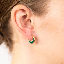 Load image into Gallery viewer, 9ct Sterling Silver Gold Plated Fancy Natural Malachite Hoop Earrings