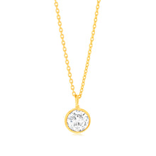 Load image into Gallery viewer, Sterling Silver Gold Plated Round Zirconia Pendant On Chain